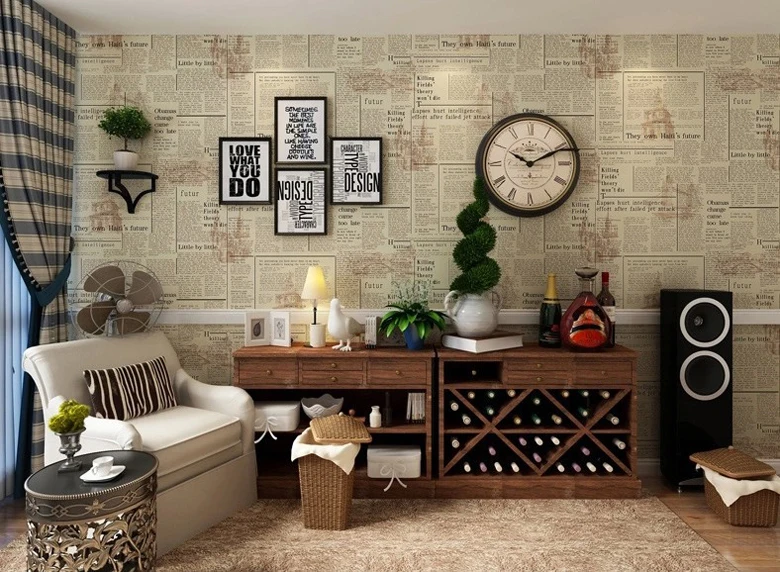 33ft * 1.74ft Amerika Wallpaper Vintage Retro Koran Bekas PVC Abjad Bar  Cafe Dekorasi Dinding Ruang Tamu|decorative wall dishes|wall decor  paintingwall decorat - AliExpress