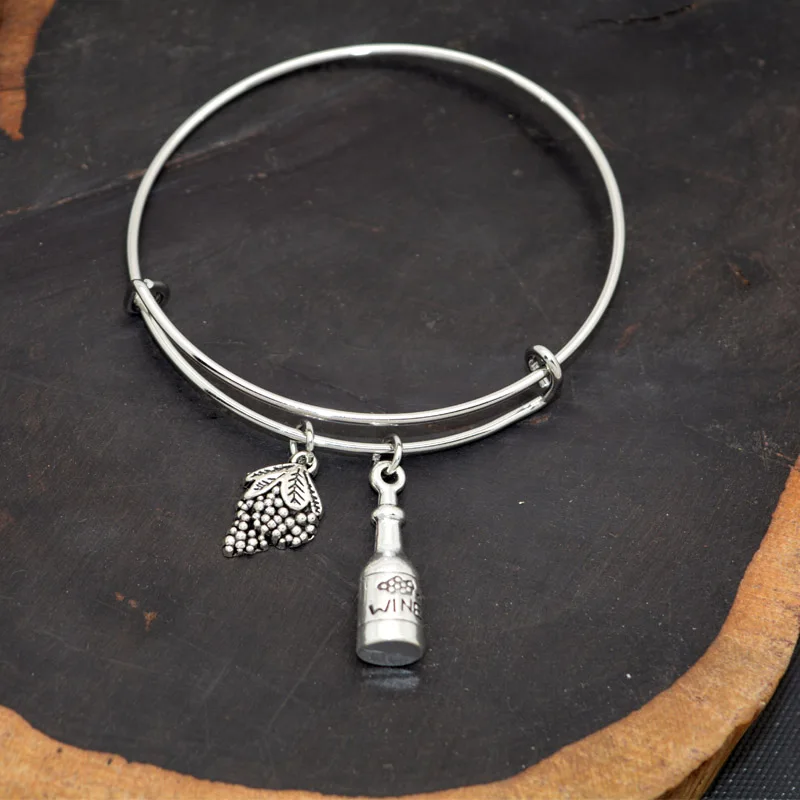 Buy Jmiyihz Fashionable Wine Bangle Bracelet Wine Charm Adjustable Bangle