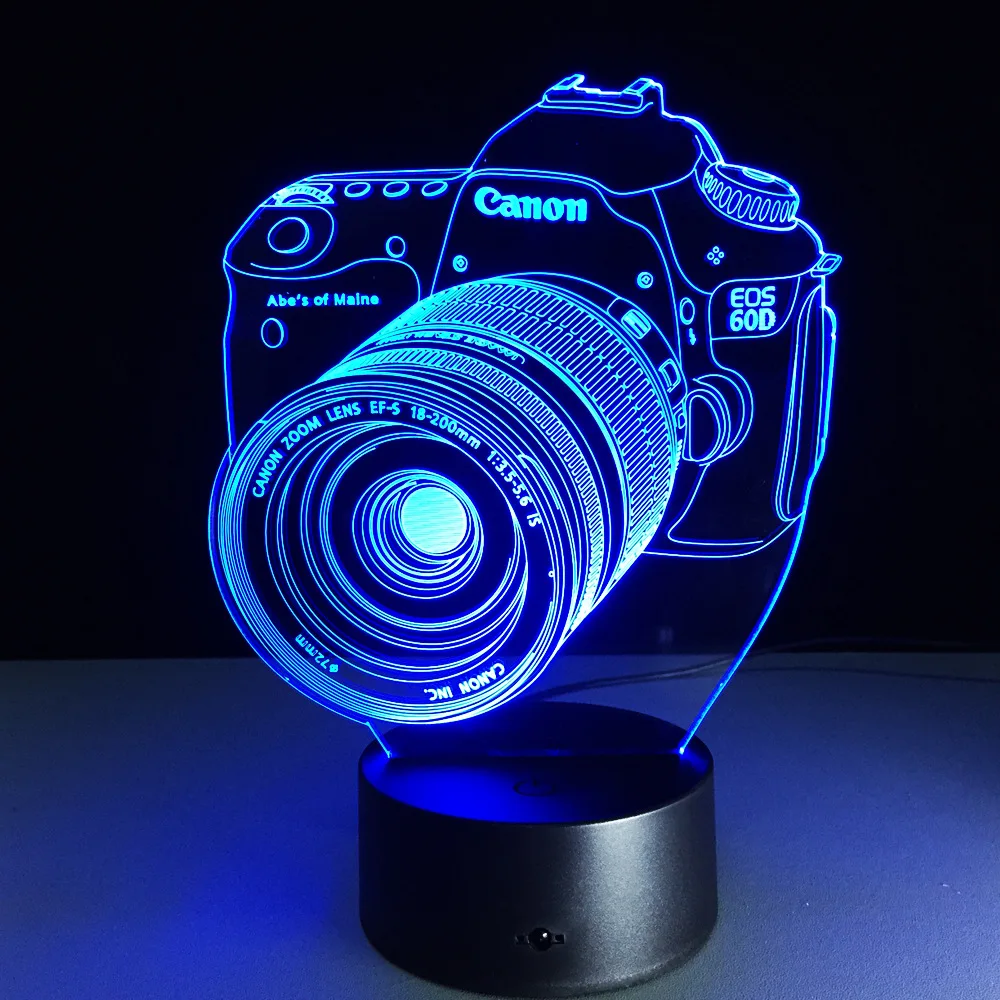 Valentines day gift 7 Color change 3D Hologram Camera Lamp Lights birthday Gift for girlfriend boyfriend anniversarie present