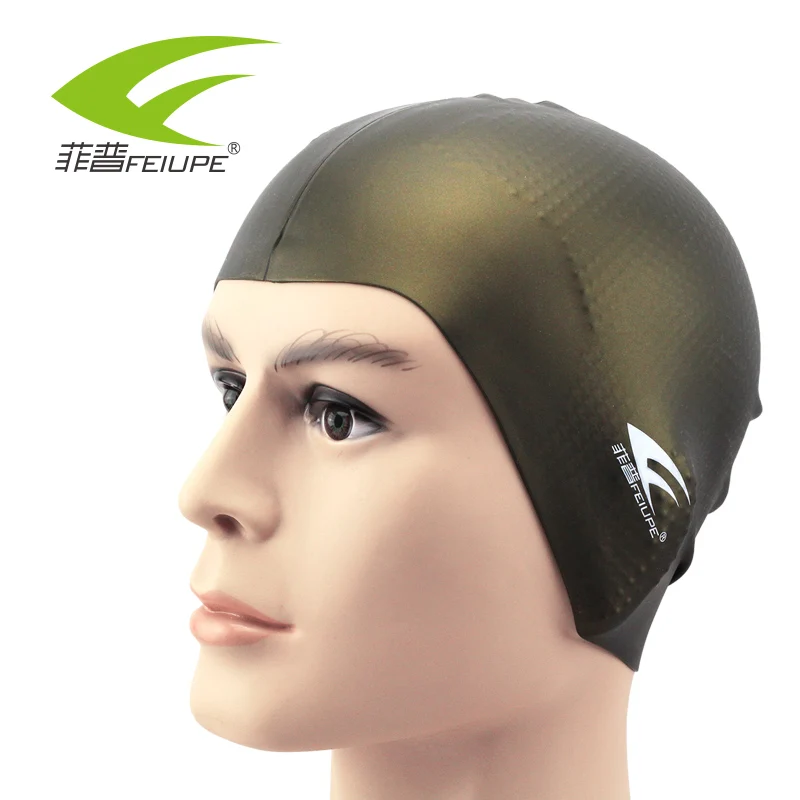 Силиконовая шапочка для плавания Резиновые Шапочки для бассейна длинные волосы водонепроницаемые 3D для бассейна защищают уши плавающие шапки для мужчин женщин и взрослых - Цвет: darkgold