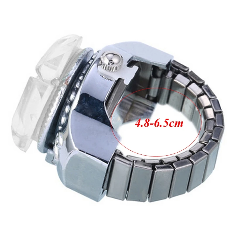 

Creative Women Lady Steel Round Dial Elastic Finger Ring Quartz Watch Girl Gift