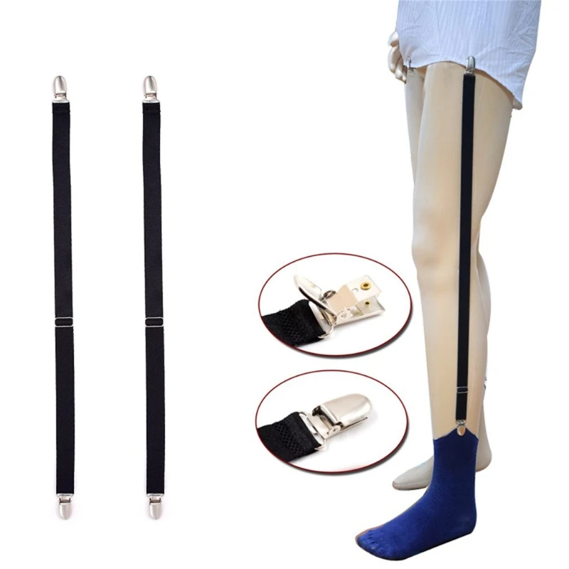 

2018 New Arrival Mens Straight Suspender Shirt Stays Holder Elastic Shirt Garters Belt Metal Clip Black Underwear Accessories