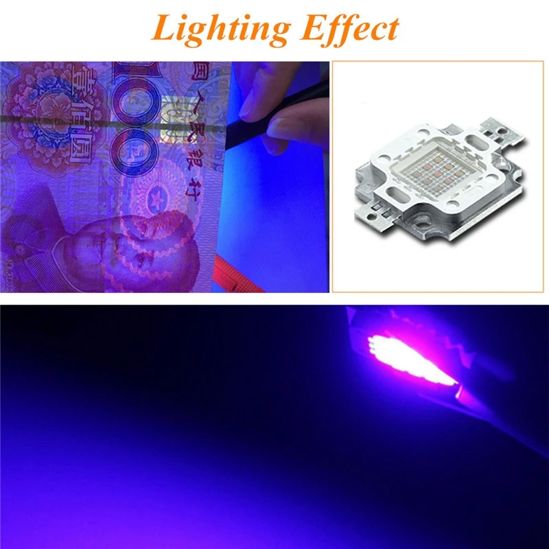 Высокая мощность 395NM 400NM 405NM 410NM 10 Вт УФ Фиолетовый COB светодиодные круглые лампочки DIY ультрафиолетовая Светодиодная лампа 8-11 в
