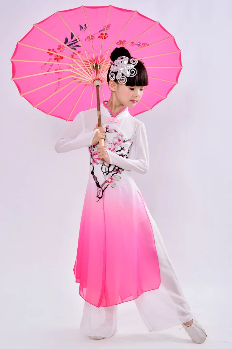 Детский классический костюм китайский танец Для женщин Yangko танец костюм девушка зонтик танец Костюмы Китайская народная Одежда для танцев