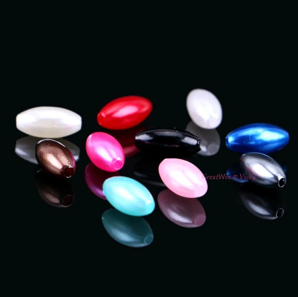 

6x12mm Sewing Oval Beads Sew On Imitation Pearls Acrylic Ellipse Bead DIY Rice Shape Plastic Garment Use 250Pcs/Pack