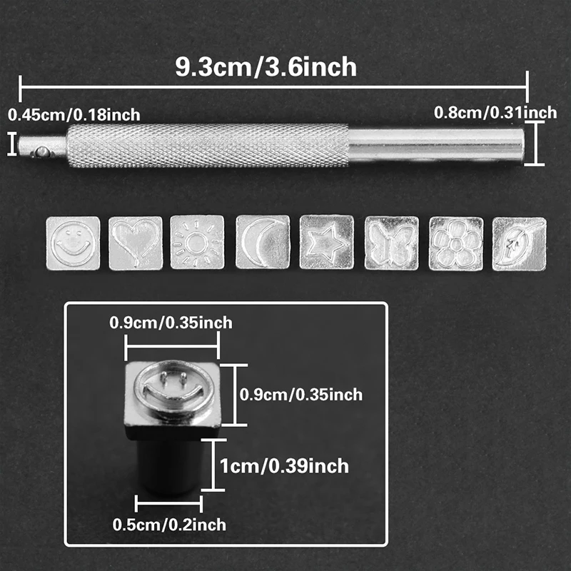 8 шт./компл. ручной работы кожаный комплект печатей резьба печать швейные инструменты DIY кожаное уплотнение металл резьба по дереву набор инструментов для печати