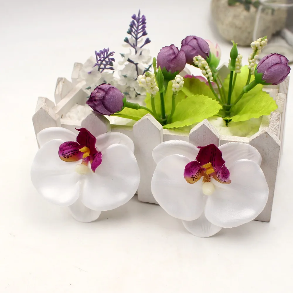 

100pcs/lot 6.5cm Silk Butterfly Orchid Artificial Flowers Head For Wedding Home Decoration Orchs Flores Cymbidium Flowers Plants