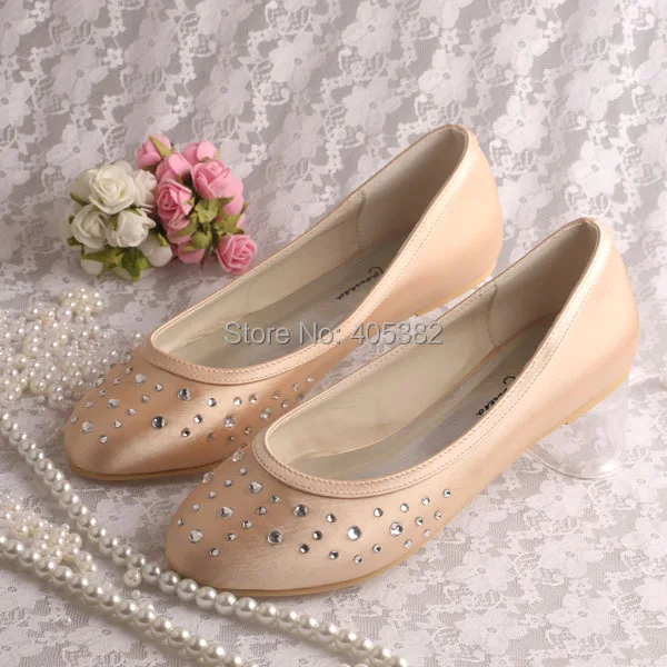 Wedopus Champagne Satin Rhinestone Women Ballet Bridal Wedopus Champagne Satin Rhinestone Women Ballet Bridal Wedding Shoes Size In S Flats From On Aliexpress Alibaba Group