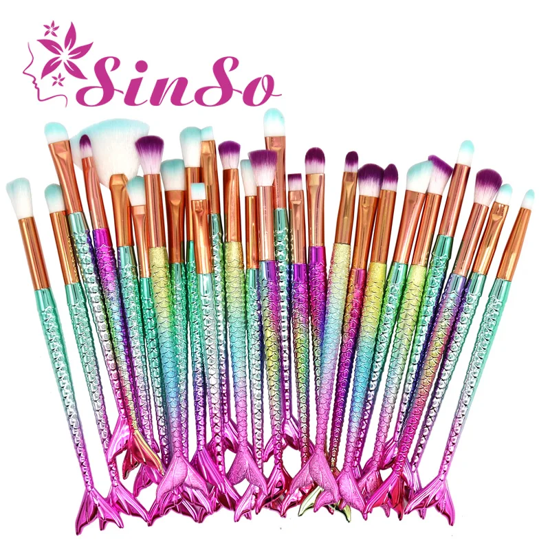

SinSo 4-20pcs Professional Mermaid Makeup Brushes Set Foundation Blush Eye Shadow Eyeliner Lip Brush Cosmetic Make up Brush Tool