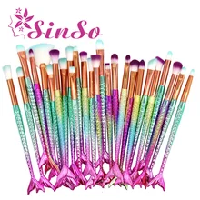 SinSo 4-20pcs Professional Mermaid Makeup Brushes Set Foundation Blush Eye Shadow Eyeliner Lip Brush Cosmetic Make up Brush Tool