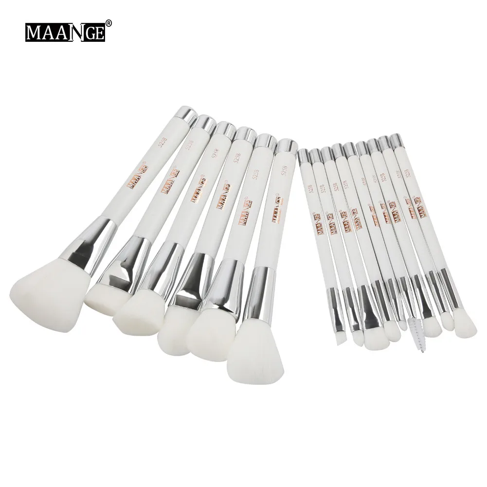 

MAANGE Makeup Brushes 15PCS White Makeup Foundation Eyeshadow Eyebrow Eyeliner Blush Cosmetic Concealer Brushes