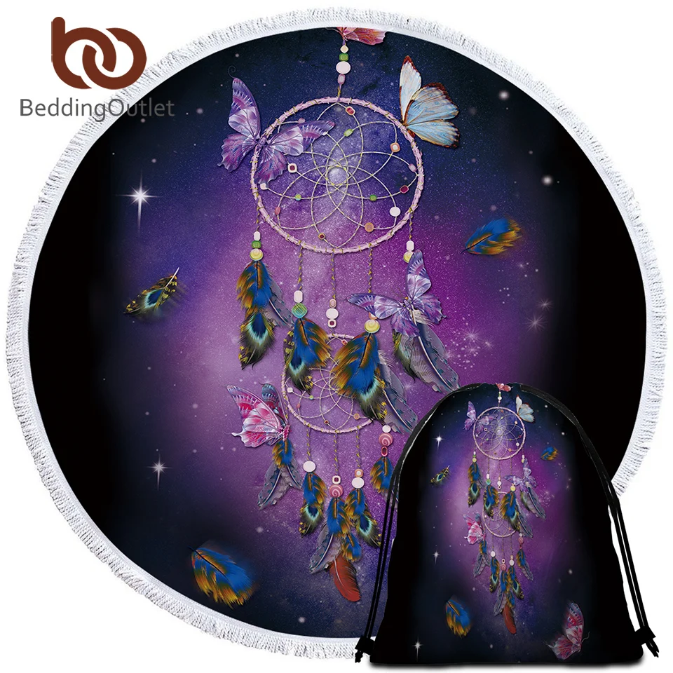 Постельные принадлежности Outlet Dreamcatcher Tassel гобелен бабочка богемный круглый пляжное полотенце фиолетовый Toalla Sunblock одеяло 150 см Коврик для йоги