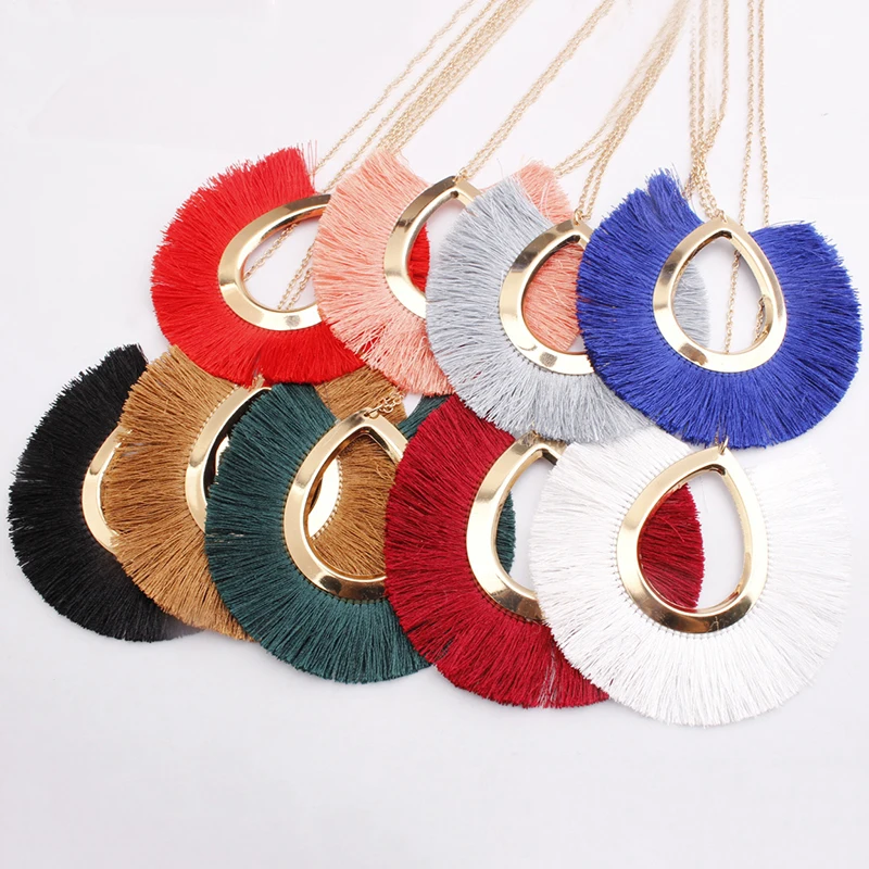 

Hot Women Sweater chain Bohemia Tassel Necklace For Women Statement Long Necklace Boho Vintage Fashion Jewelry