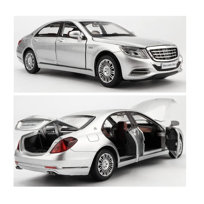 1/32 Maybach S600 литые под давлением металлические модели автомобилей, игрушечный автомобиль с имитацией, светильник с музыкой, 6 дверей, можно открыть, подарки для детей