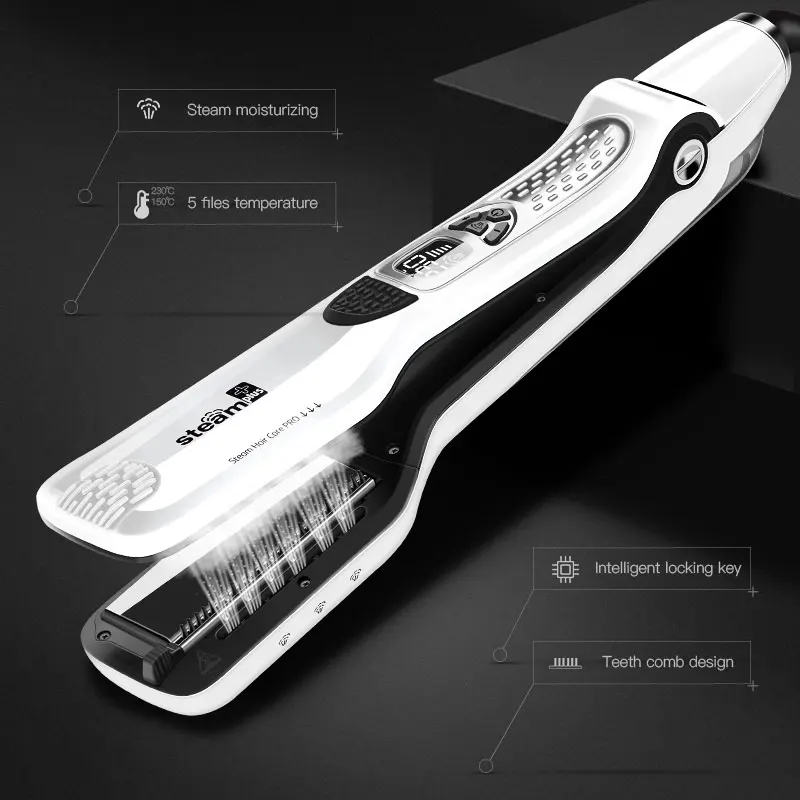 Ckeyin Топ Класс Электрический паровой выпрямитель для волос Flat Iron ЖК-дисплей Дисплей Vapor Керамика Выпрямители для волос Инструменты для укладки волос 40