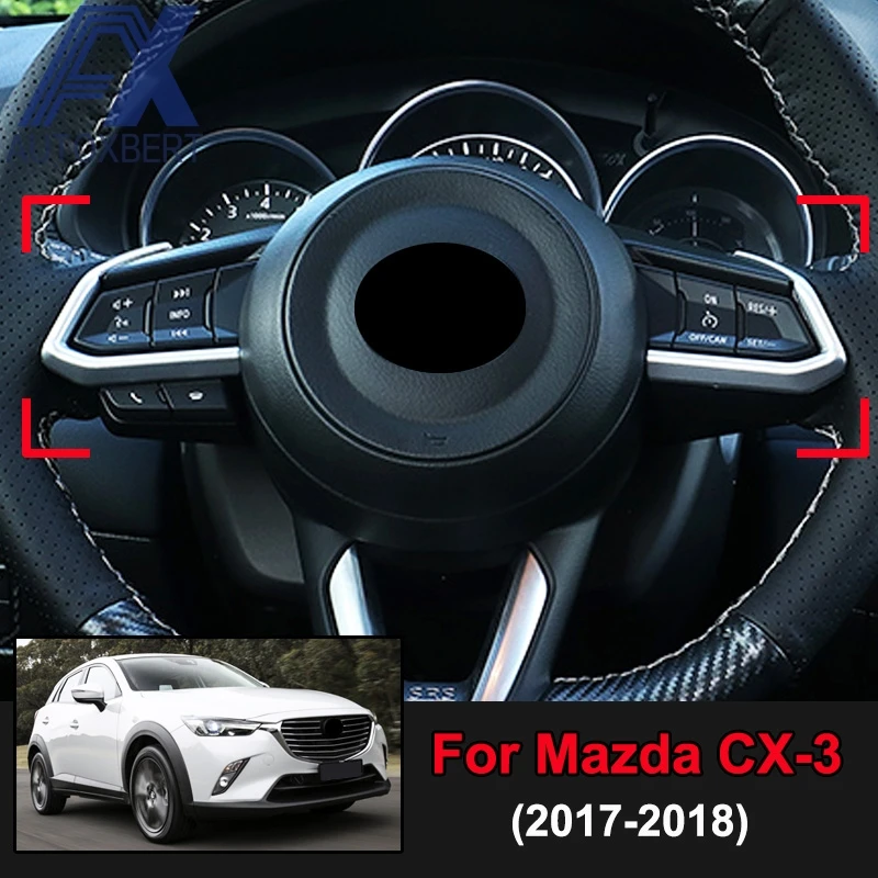 

AX Car Styling Chrome Interior Steering Wheel Panel Cover Trim Badge Insert Accent Strip Decoration For Mazda CX-3 CX3 2017 2018