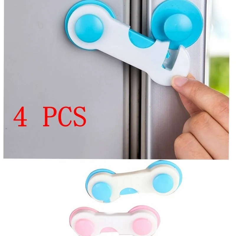 

Hoomall 4Pcs Child Security Kids Box Drawer Cupboard Wardrobe Door Fridge Safety Lock Color Blue/ Pink Available