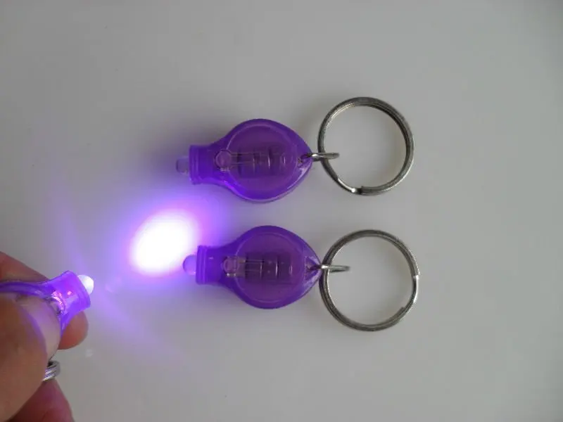 100pcs/ lot Led Keychain UV Black Light used for Anti counterfeiting CH