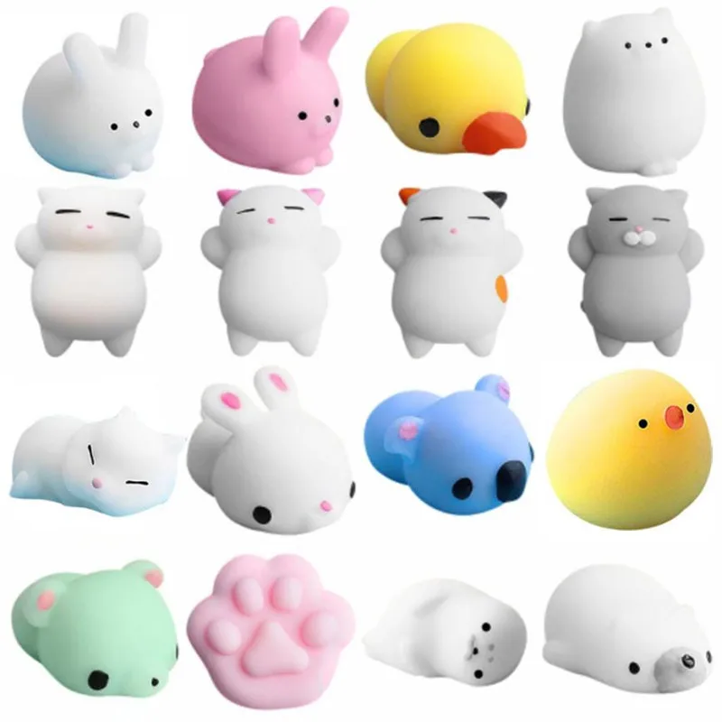 Kawaii Mini Animals Mochi Squeeze Stretchy Squishy Panda Chicken Duck Sheep Pig Rabbit Tiger Soft Phone Straps Kids Toy #30 | Игрушки и