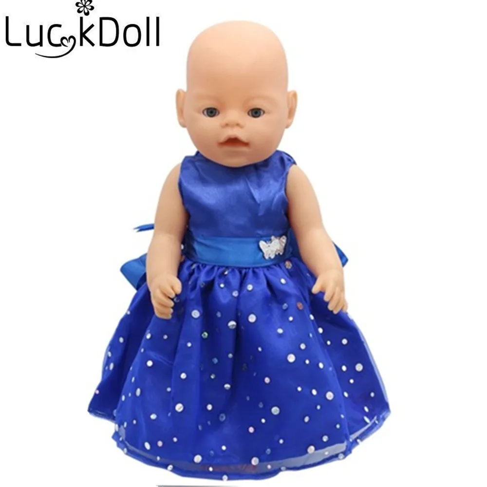 Luckydoll 8 шт. милое платье принцессы подходит 18 дюймов Американский 43 см BabyDoll одежда аксессуары игрушки Детский Рождественский подарок