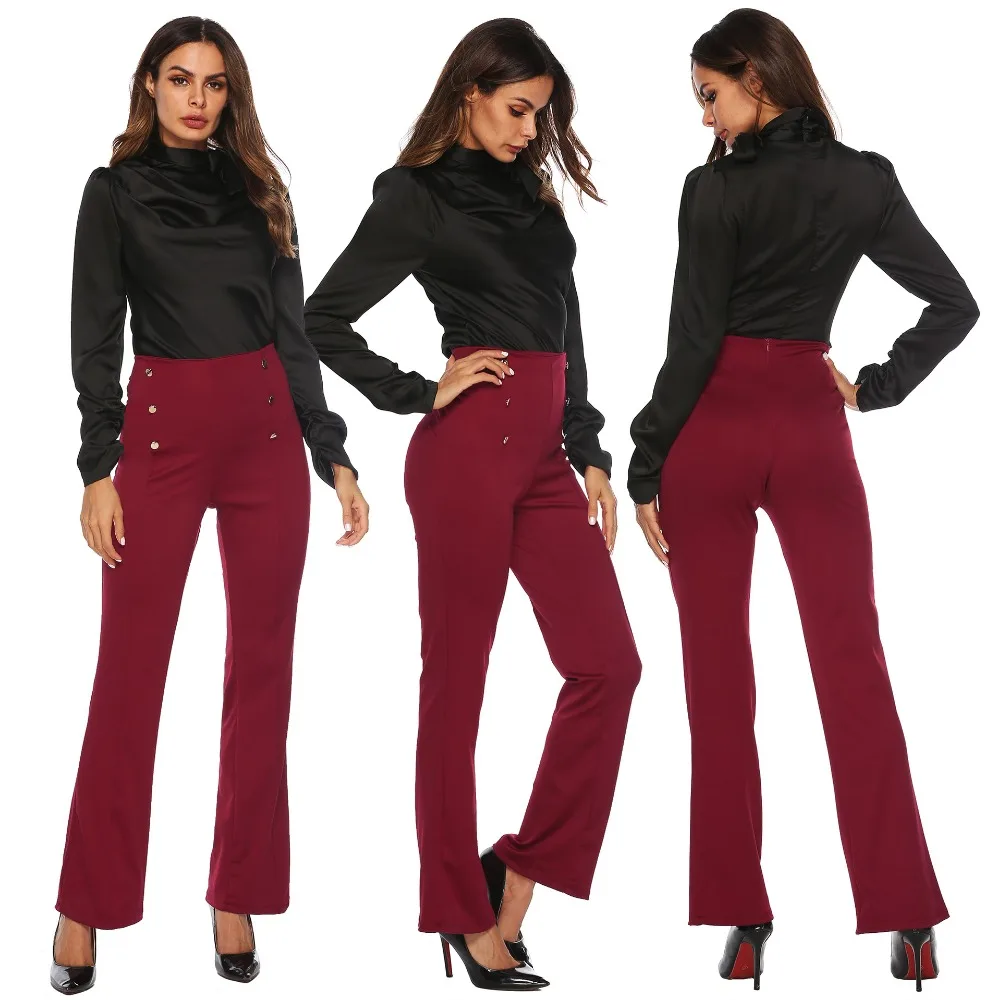 PGSD Fashion Women Clothes Slimming double-breasted broad-legged casual trousers Button decoration Micro trumpet Pants female PGSD Fashion Women Clothes Slimming double-breasted broad-legged casual trousers Button decoration Micro trumpet Pants female
