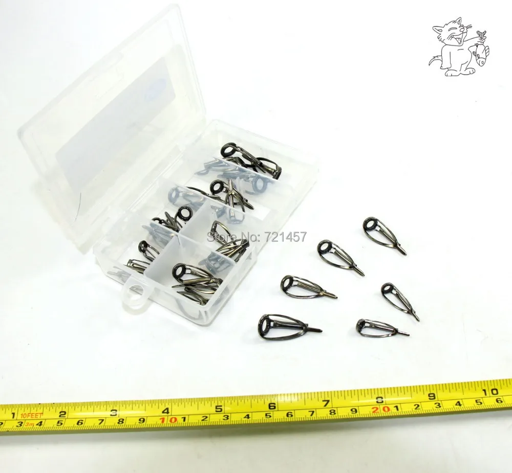 DY08 30 PCS Titanium Oxide Fishing Rod Tips Guides Line Rings Rod