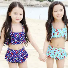 Новинка года, купальные костюмы с вишенками для маленьких девочек купальная одежда из двух предметов детская одежда для купания купальные костюмы бикини для девочек купальный костюм для младенцев