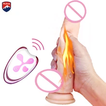 MLSice Wireless Remote Control Realistic Dildo Vibrator Automatic Thrusting Telescopic Penis Heating Thruster Sex Toys for Woman