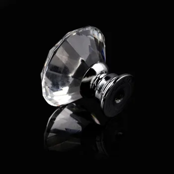 10 Pcs 30mm Diamond Shape Crystal Glass Door Handle Knob for furniture Drawer Cabinet Kitchen Pull Handles Knobs Handle Wardrobe