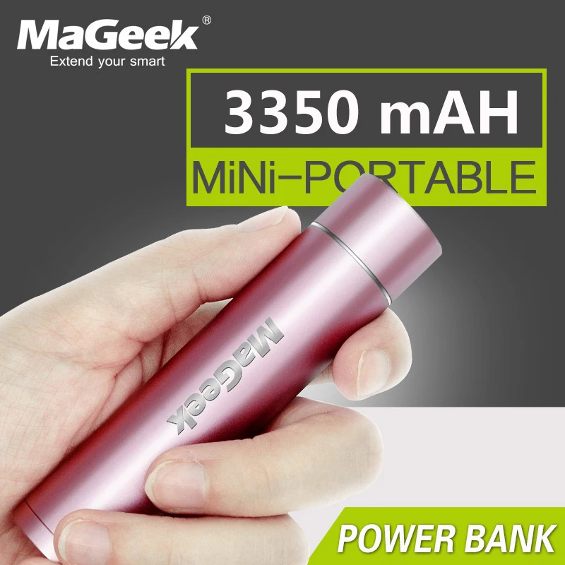 

MaGeek Power Bank 3350mAh Portable Backup Power Battery Externe Charger Powerbank for Samsung Xiaomi Cell Phone [Pink]