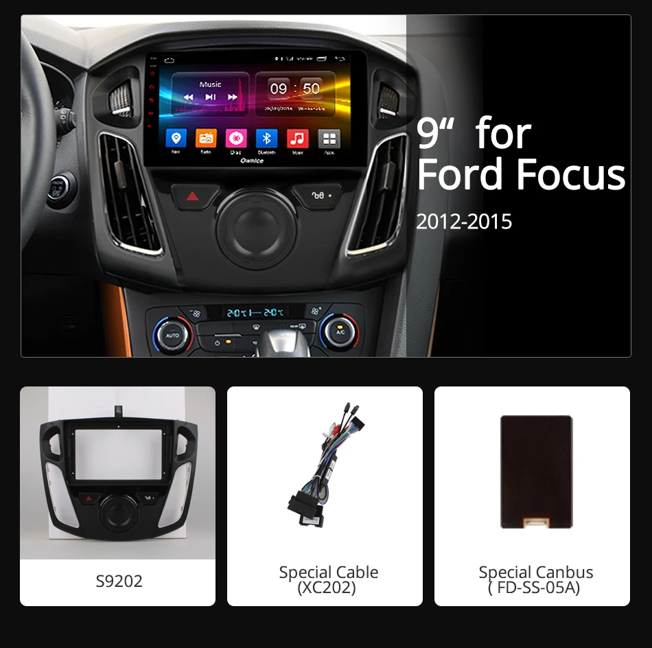 Excellent 9" IPS Android 9.0 Octa Core Car DVD Player For Ford Focus 3 mk3 2012-2018 4G RAM+32G ROM GPS Navi Radio Stereo ADAS DSP CarPlay 4