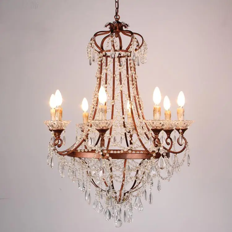 Люстра-канделябр в стиле ретро канделябры из кованого железа для гостиной спальня лампы вилла блеск led освещение для кухни подвесные