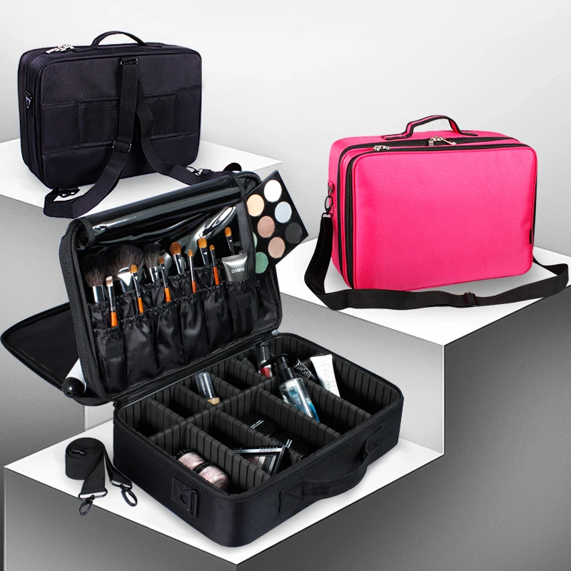 

top !Cosmetic bag large capacity multi-purpose partition large cosmetic bag large capacity multi-layer for Makeup brush kits