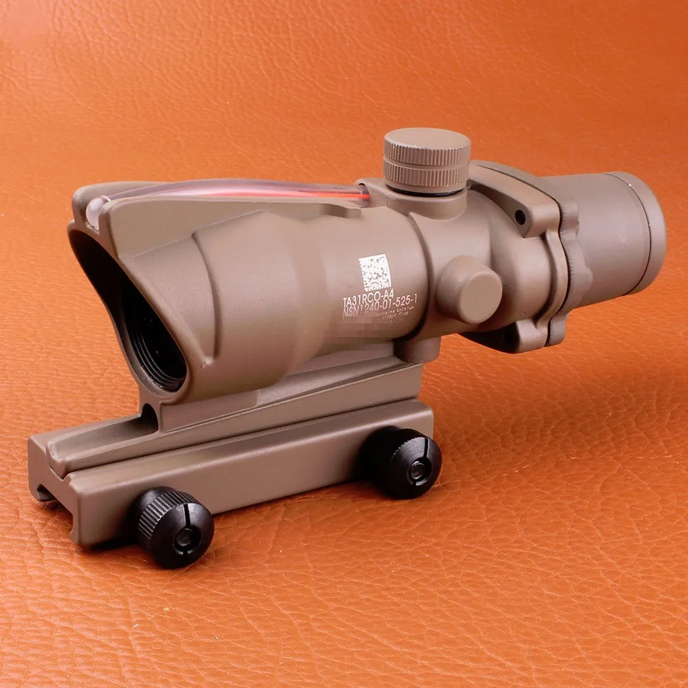 Hunting ACOG 4X32 SCOPE Fiber Source Red Green Orange Illuminated Scope Black Tan Color Tactical Riflescope