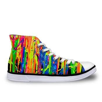 

Customized Men Hight Top Casual Shoes Colorful 3D Printing Lace-Up Flats Canvas Shoes Comfortable Big Size Boys Walking Shoes