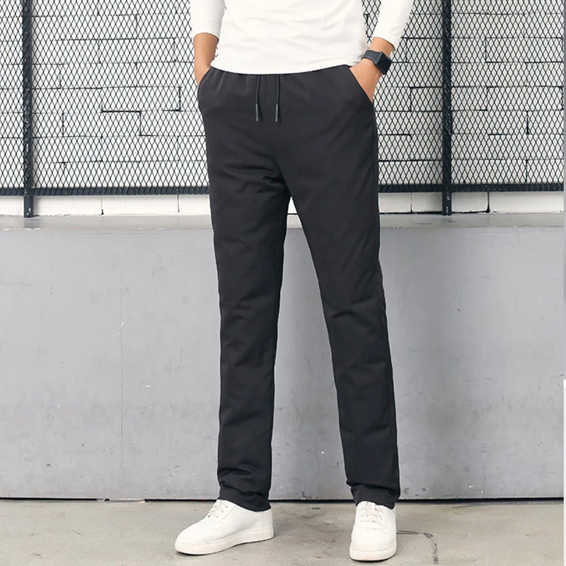 

New Fashion Down Trousers For Men Joggers Big Pocket Hiphop Streetwear Elastic Cotton Men Fitness Workout Pants Male Sportswear