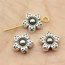 WYSIWYG – breloques à fleurs antiques de couleur argent, 40 pièces, 8x8x4mm