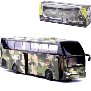 

Alloy Military Bus 25Cm Size High Quality W/Light and Sound Open Door,Toys car,Army Toys Free Shipping