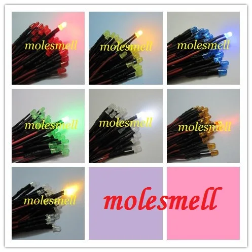 

10pcs 3mm 5v Colorful diffused LED Light Set Pre-Wired 5V DC Wired red yellow blue green white orange warm white diffused led