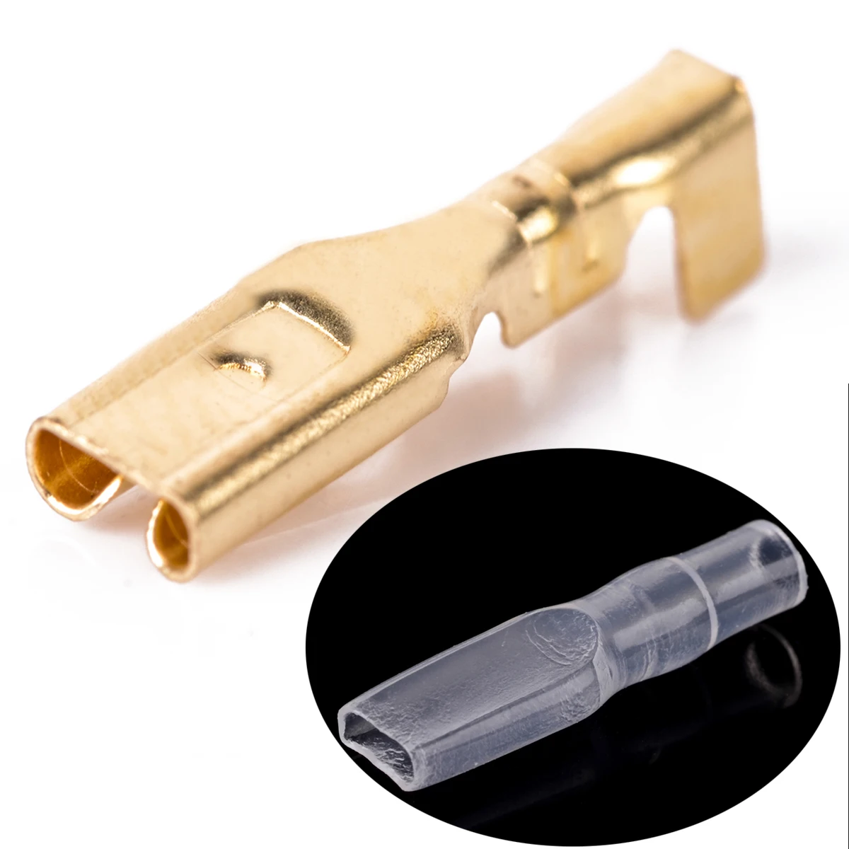 100Set Female Spade Connectors 2.8mm Brass Crimp Terminal 22-16AWG with Insulating Sleeve