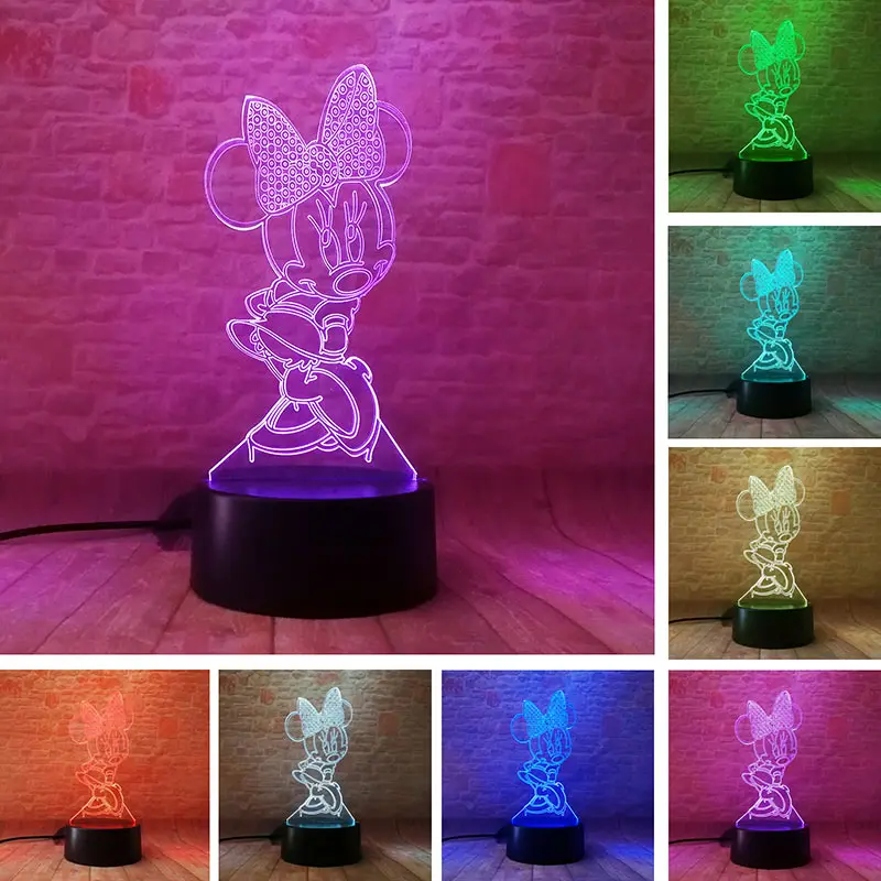 Микки Аниме Figma 3D светодиодный стол Ночной светильник 7 цветов Изменение сна светильник Мышь мягкий термополиуретановый чехол для телефона с Мышь фигурка из аниме «Astroboy(светильник-Набор для творчества, обучающая игрушка для малышей