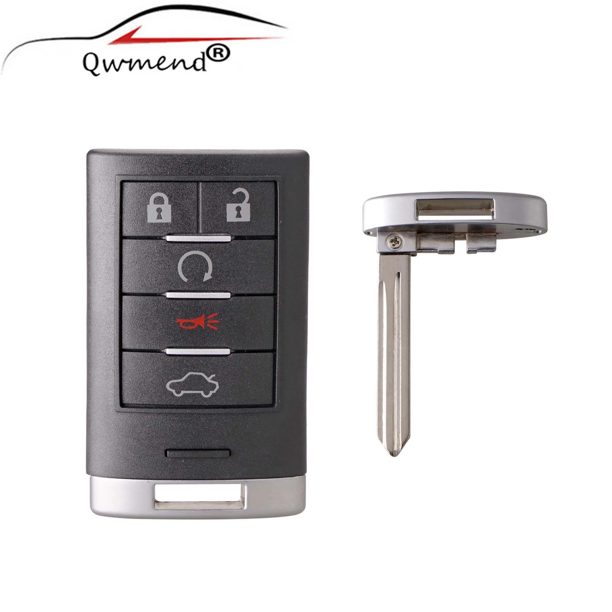 

New 5 Buttons Remote Key Fob Case Shell+Key Blank for 2005-2011 Cadillac DTS CTS STS XTS