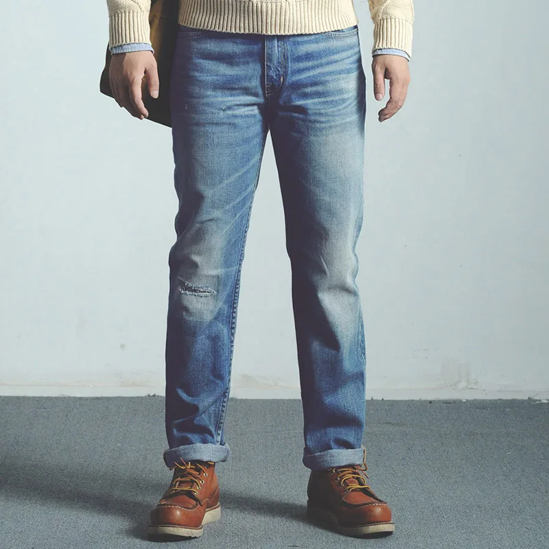 

Classic design Men's washed Jeans Straight Pants Casual Comfortable 14 OZ jean D10