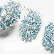 Натуральный настоящий голубой топаз, роскошный ювелирный набор из серебра 925 пробы, 1 шт. кольцо, 1 пара сережек, 66 шт. драгоценных камней Z912101