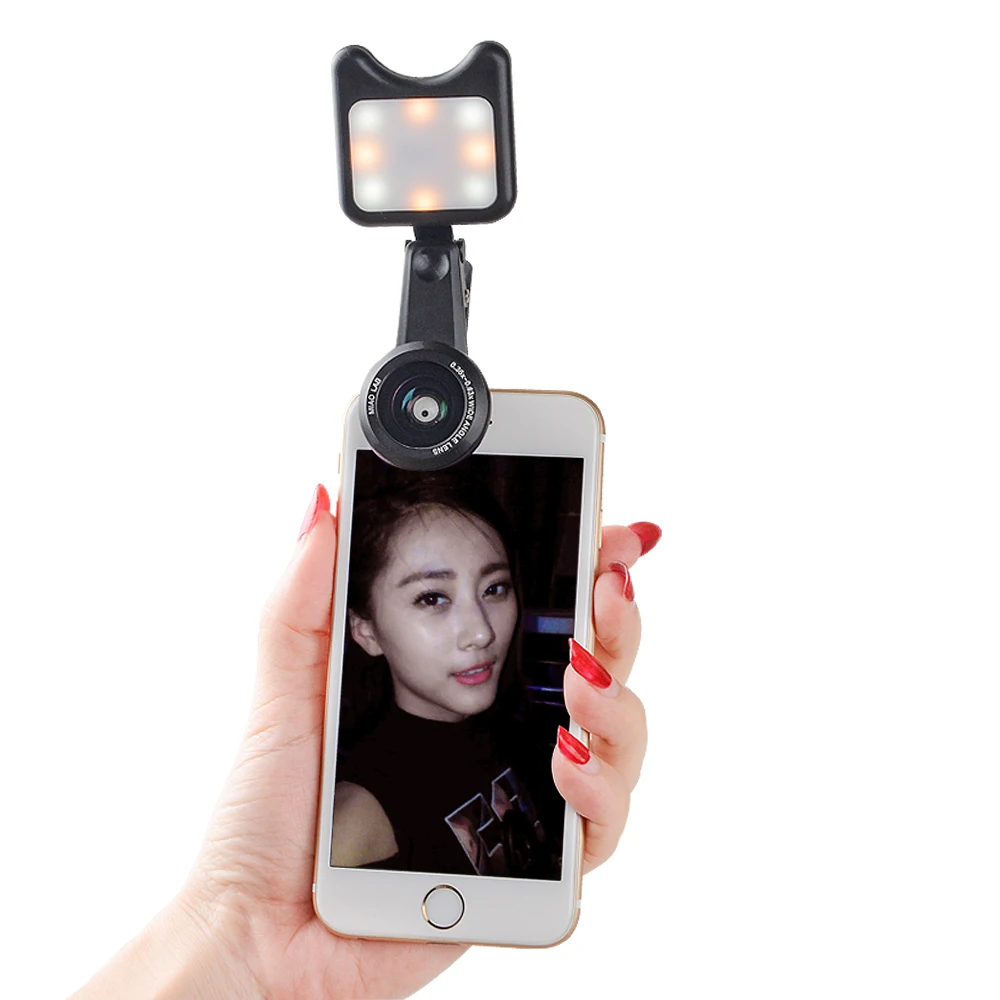 Universal Wide Angle Phone Lens with LED Light