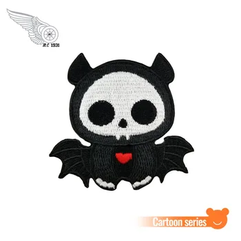 

lovely skull bat kid cartoon patch cute applique custom front embroidery iron on biker patches for clothing jacket