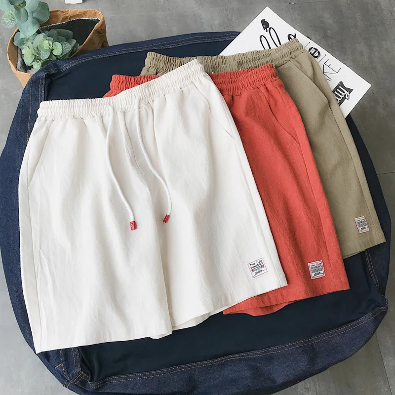 Японский стиль летние мужские шорты винтажные свободные хлопковые шорты в повседневном стиле до колена Короткие Hombre