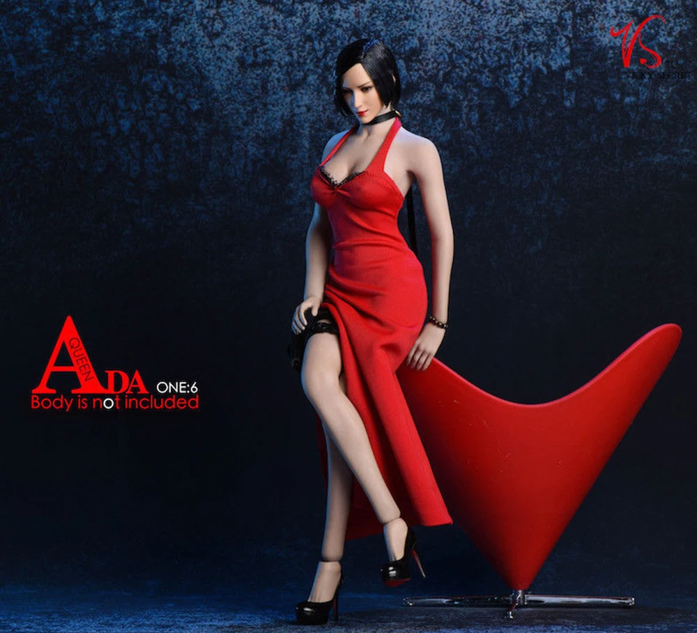 Аксессуары для корректировки фигуры 1:6 сексуальное 18XG14 Ada Wong платье набор 1/6 висячая Шея длинная юбка черный красный цвета для большой груди тела