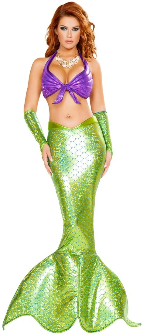 

Adult Princess Ariel Mermaid Dress Halloween Party Cosplay Costume Stage suit