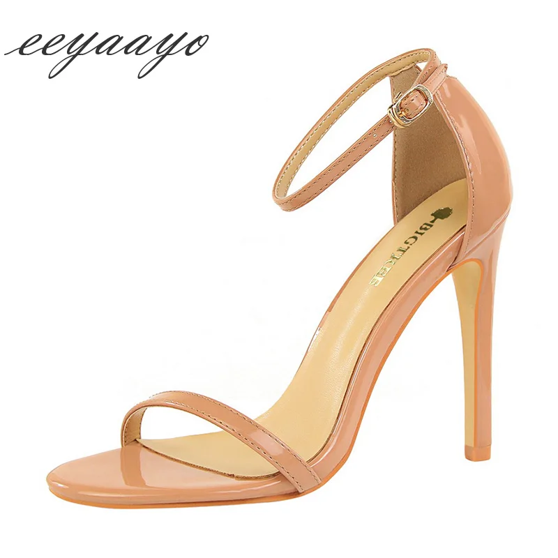 

2019 New Summer Women Sandals High Thin Heel Buckle Solid Party Fashion Sexy Ladies Women Shoes Female Nude High Heels Sandals
